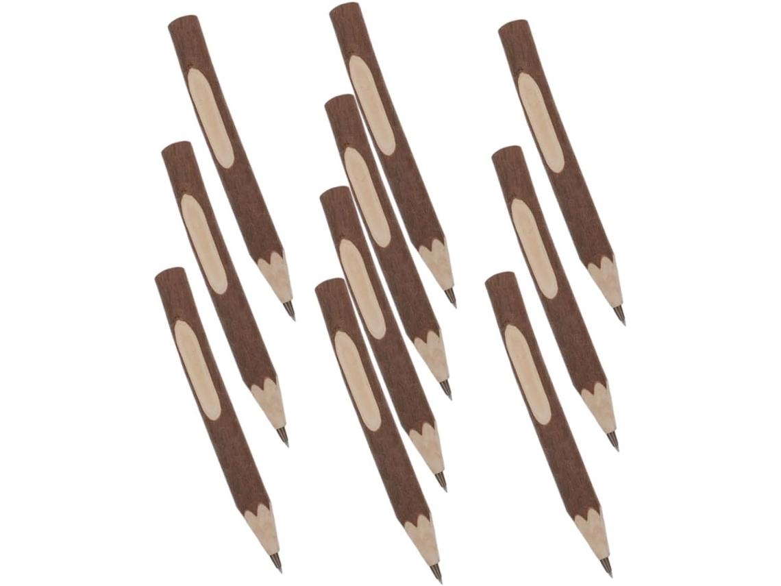 Conjunto de 10 lápis ergonômicos naturais para escrita suave e segura, ideais para desenho e coloração.