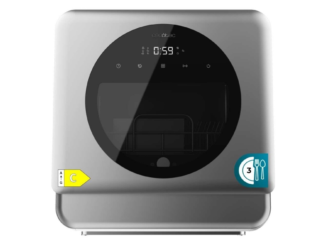 Cecotec Lava-louças Compacta Bolero Aguazero 1150 Dark Para 3 Serviços, Acabamento Em Aço Inoxidável Escuro, Classe C