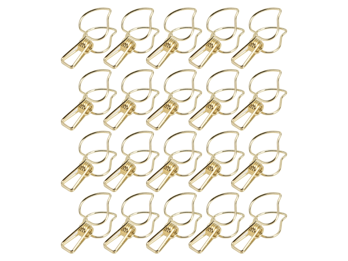 20 Clips De Mola Ocos Resistentes Y Multifuncionales Para Secar Ropa, Pequenos Clips De Metal Para Carpetas De Papel, Dourados.