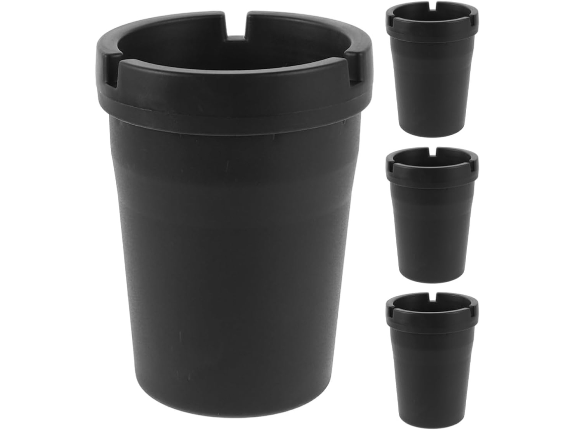 Cinzeiro Portátil Para Carro Shineofi Em Plástico Preto, Design Compacto E Estrutura Leve, Conjunto De 4