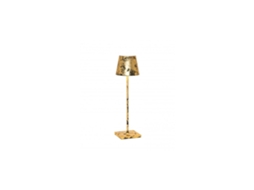 Candeeiro de Mesa Poldina Pro Preto Led Gold Leaf Craquelè Recarregável e Regulável ZAFFERANO
