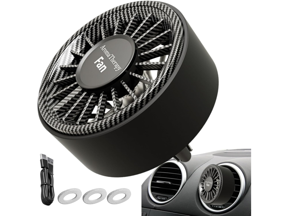 Mini Ventilador Portátil Para Carro, Recarregável Via Usb, Com Luzes Coloridas
