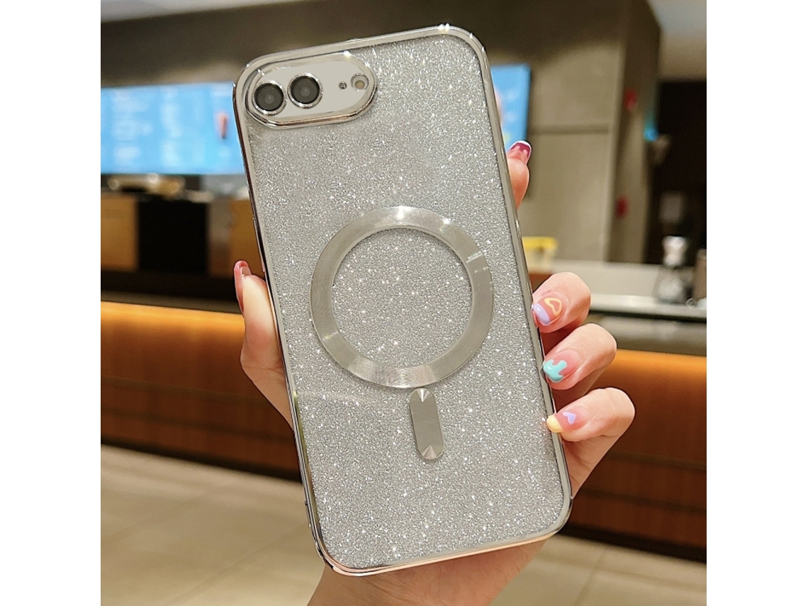Capa De Tpu Para Iphone 7 Plus - Glitter - Acabamento Eletroplástico - Magsafe