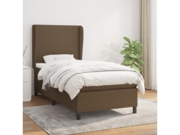 Vidaxl Cama Com Molas/colchão 80x200 Cm Tecido Castanho-escuro