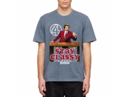 Rockinstone Anchorman Movie Stay Classy Logo Heather Indigo Adult T-shirt Size:m