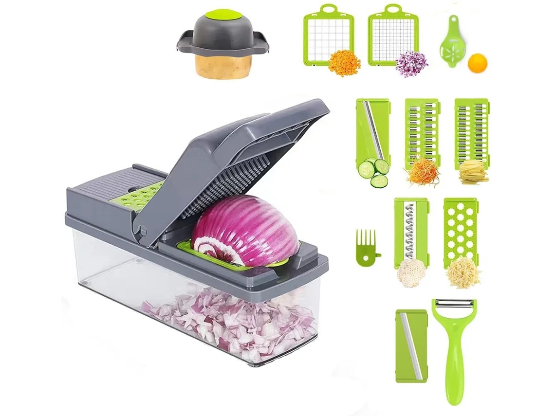 Lurelia Mandolina Multifuncional Ajustável, Recipiente Incluído, Para Legumes