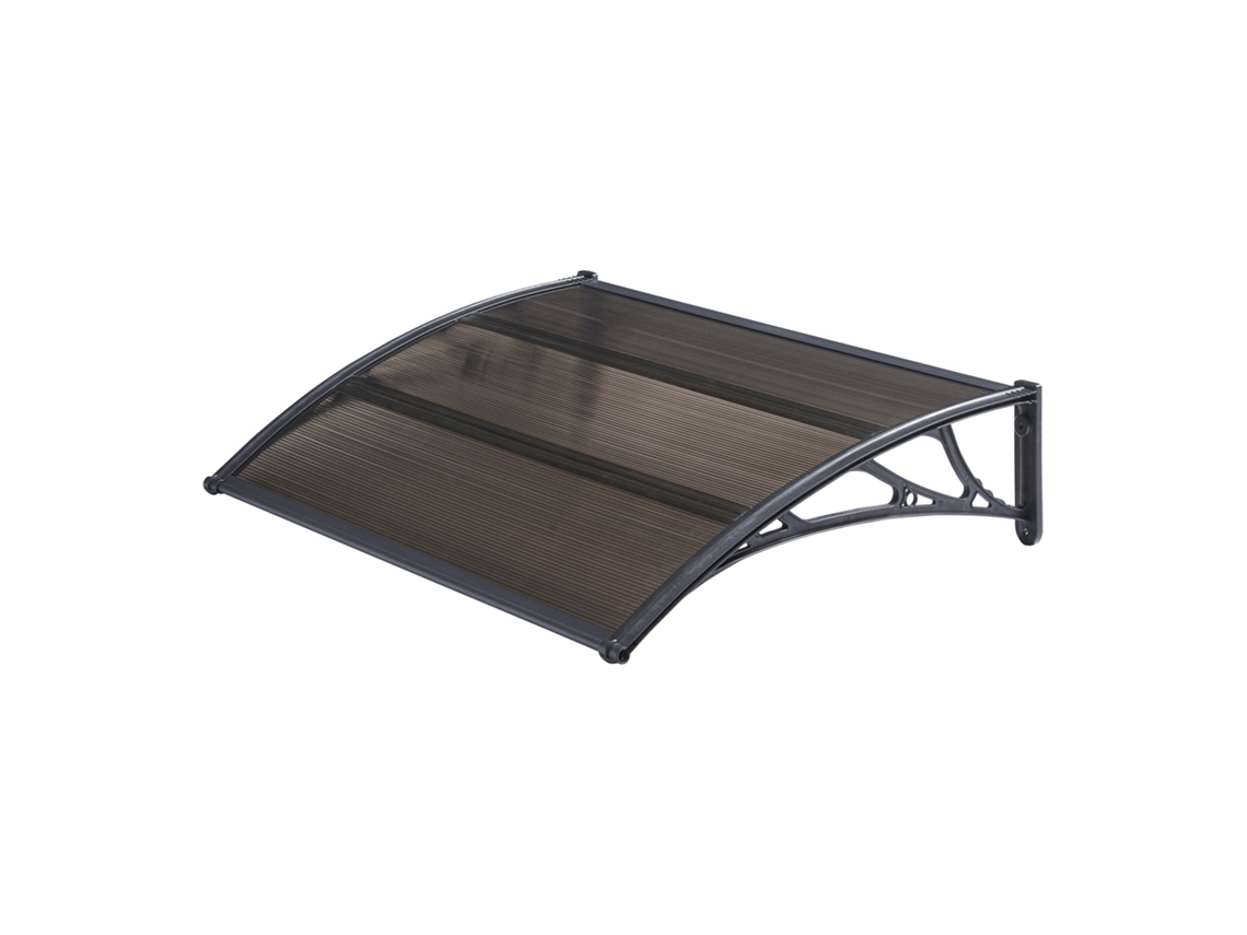Marquise ao ar livre para portas de Mellerud Policarbonato e proteção plástica 120 x 80 cm preto e marrom [EN.CASA]