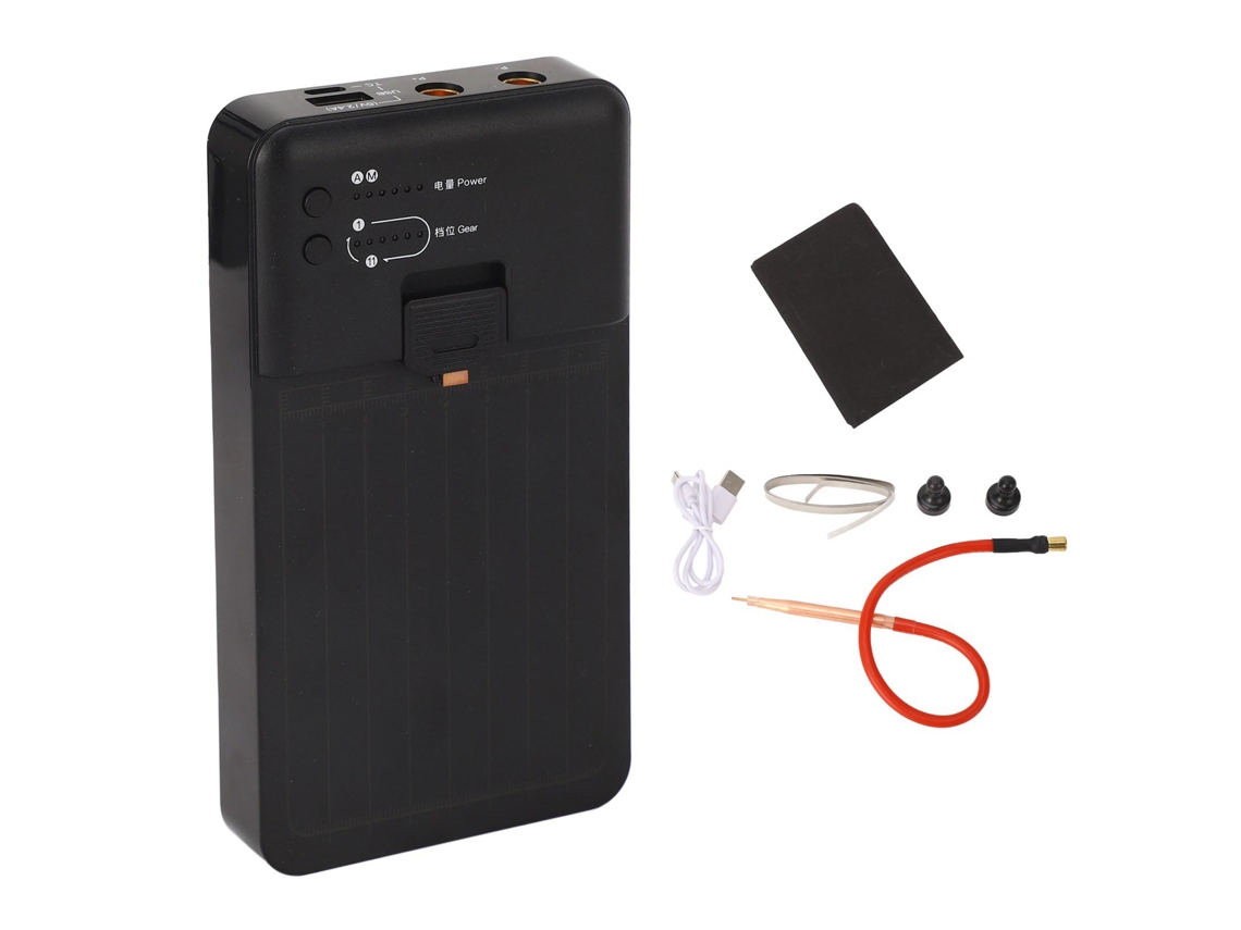Mini máquina de solda por pontos portátil com 11 níveis de ajuste, modos automático e manual para projetos DIY (faça você mesmo) e funciona com baterias.