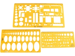 Conjunto de 3 Gabaritos de Desenho para Arquitetura e Design em Transparente, Plástico, para Material Escolar CHABERLU