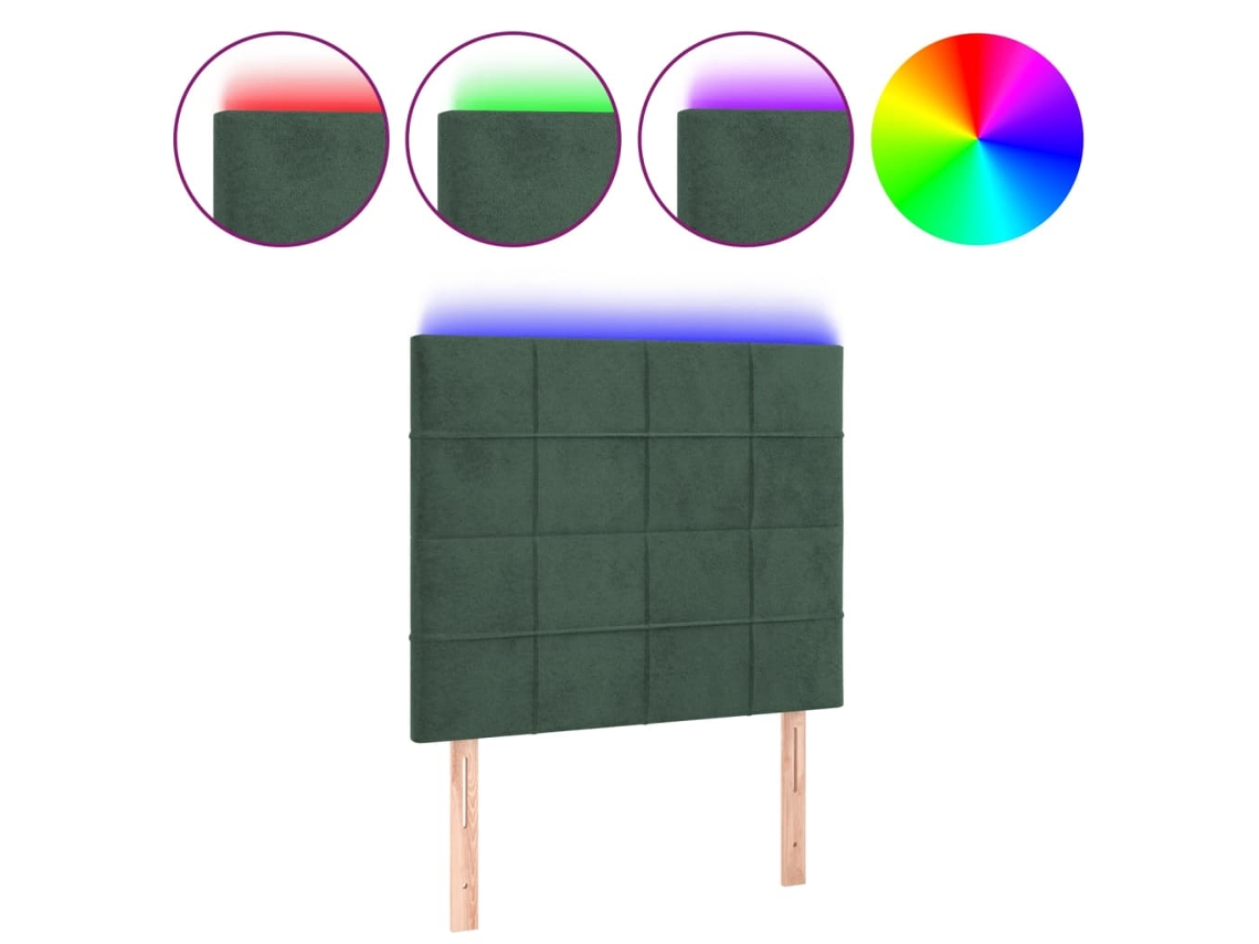 Led Headboard, Led Headboards Vidaxl Verde Veludo (90 X 5 X 118/128 Cm)