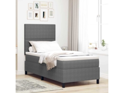 Vidaxl Cama Box Spring Led Cinza Claro E Branco 90 X 200 Cm