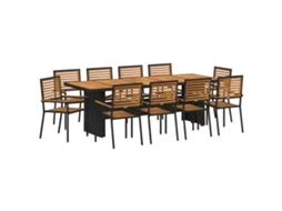 Conjunto 11 Conjunto De Jardim Vidaxl Preto Vime Pe (240 X 90 X 75 Cm)