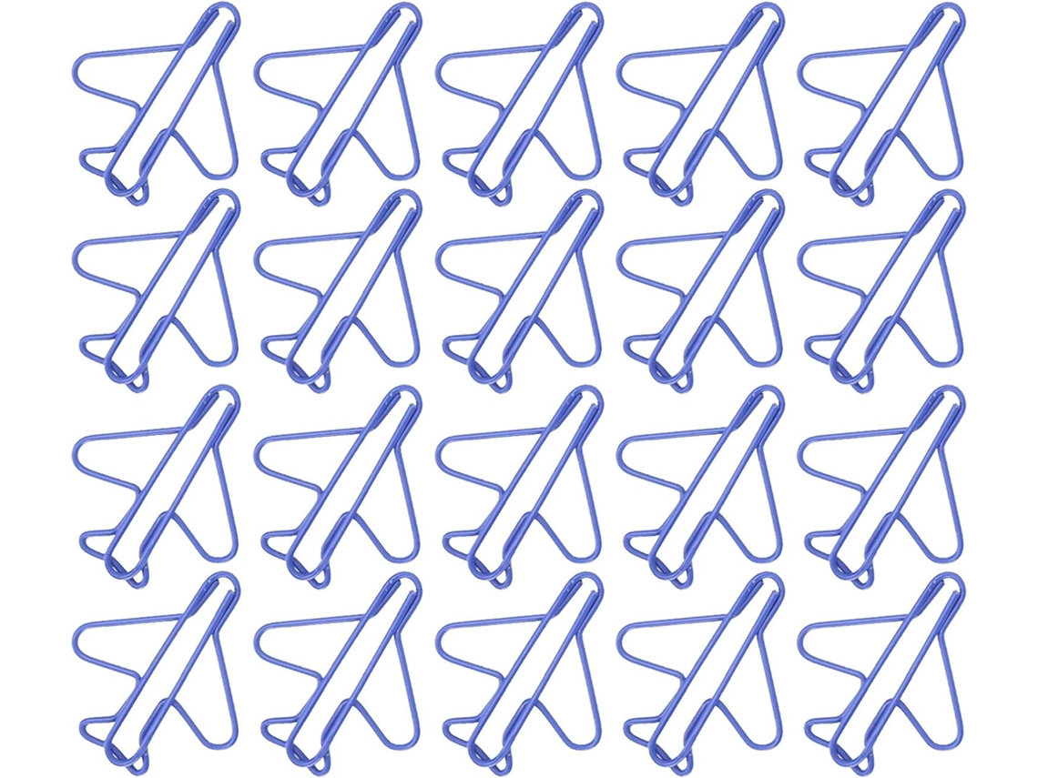 Conjunto de 20 mini marcadores de página em formato de avião para organizar arquivos e anotações.