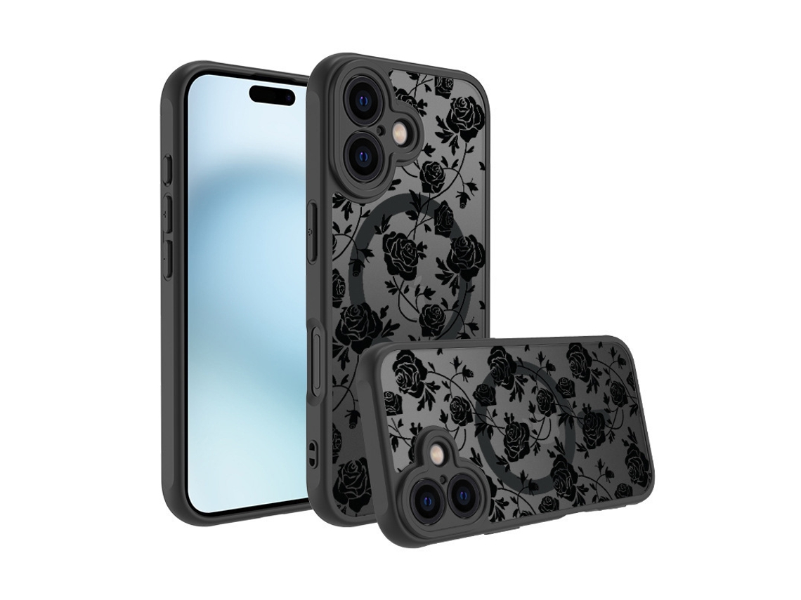 Capa Magnética Para Iphone 17 De 6,3 Polegadas, Transparente Com Estampa Floral compatível Com Carregamento Magsafe Proteção Rígida Fosca Transparen