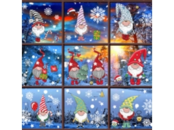 Adesivos Estáticos De Papai Noel E Elfo Para Decoração De Vidros De Natal