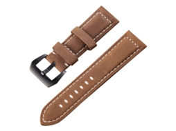 Bracelete de Couro Genuíno Estilo Vintage com Fivela para Smartwatch 22Mm Castanho Claro/Preto
