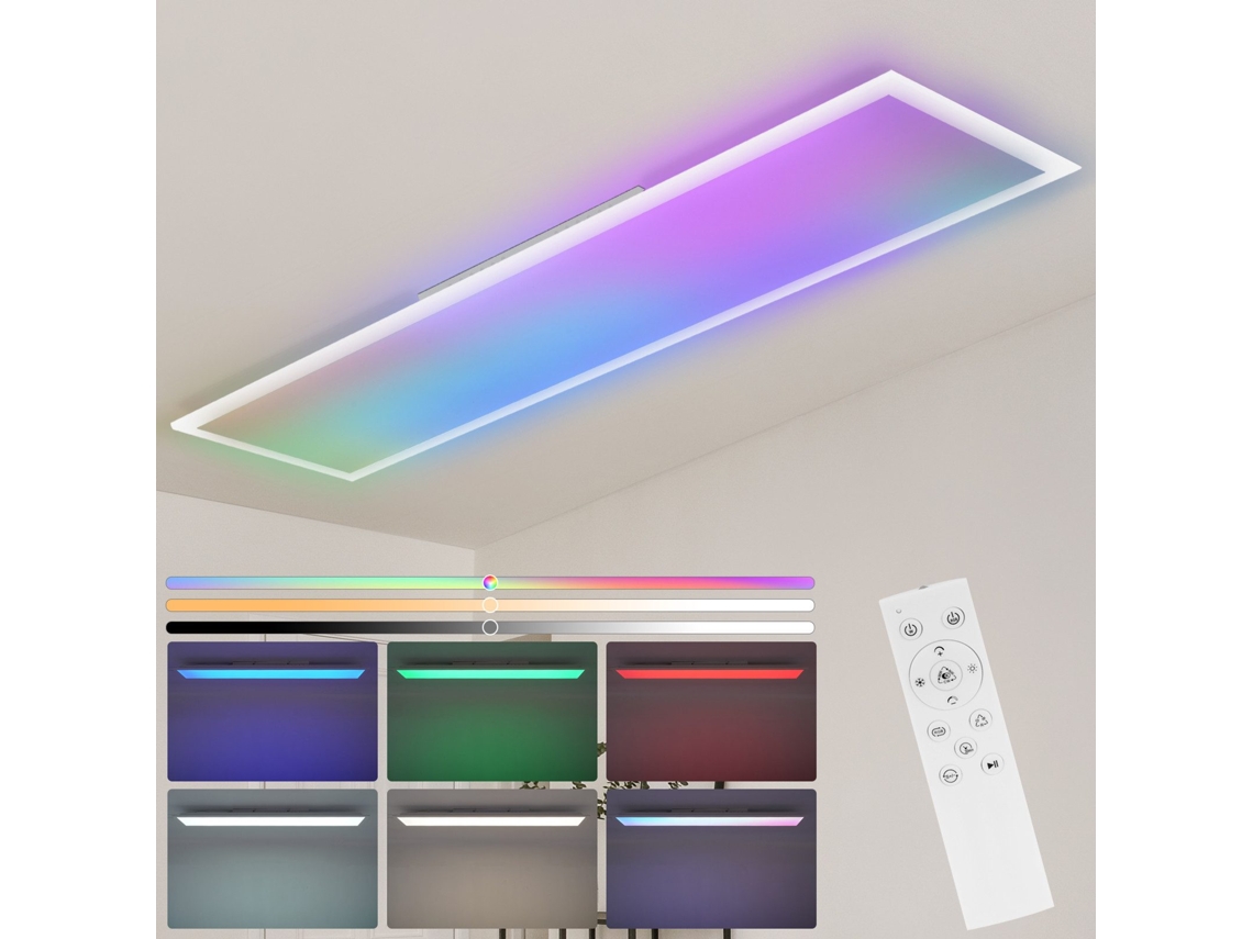 Nettlife Painel Led 120 × 30 Cm, Teto Regulável Rgb, Luz De Fundo, Controlo Remoto, 36 W, Escritório