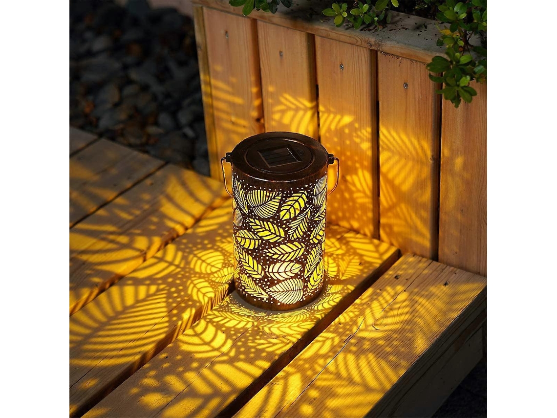 Rebe lanterna Solar Exterior, Lanterna Metálica Suspensa para Jardim e Gramado, Decoração Exterior