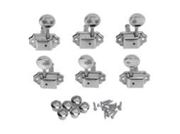Conjunto de 6 Tarraxas de Metal para Guitarra, Chave de Afinação, Kit para Guitarra Acústica e Elétrica, Prata AQUAFORGE