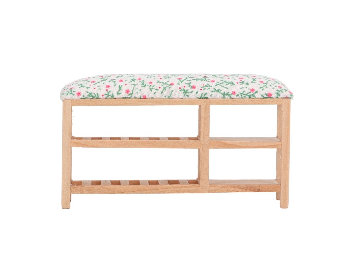 Primerox rack de Sapatos Miniatura 2 Camadas para Casa de Bonecas, Móvel 1/12 com Espaço Grande