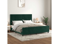 Vidaxl Estrutura De Cama Sem Colchão 160x200 Cm Veludo Verde-escuro