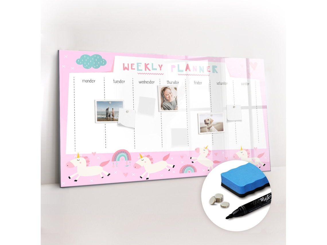Quadro Magnético Decorativo Planeador Semanal Infantil Para O Escritório Espelharte (120x60 Cm)
