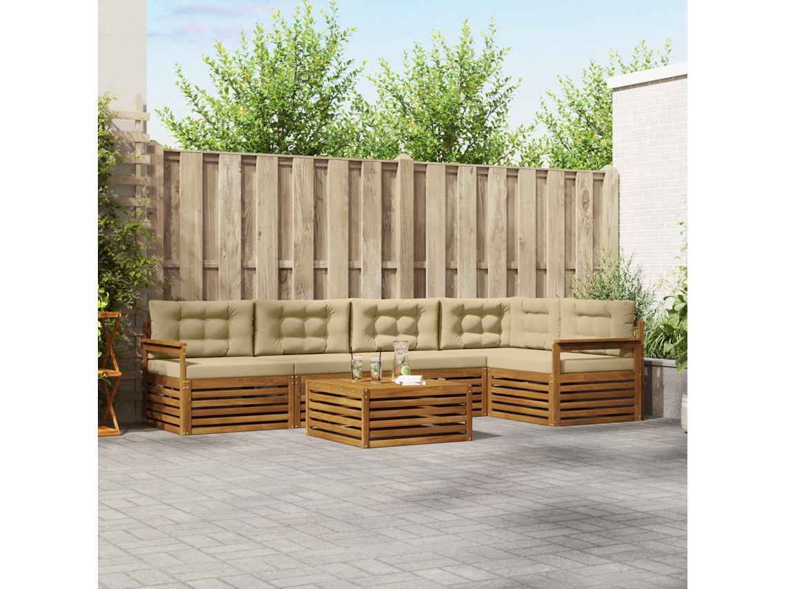 Vidaxl Conjunto De Sofás Para Exterior 6 Unid. Natural E Bege