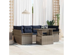 Vidaxl Conjunto De Sofá De Jardim 7 Unid. Cinzeto Vime Pe