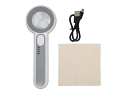 Lupa Manual 11x Recarregável Com Luz Led E Botão Táctil De 3 Níveis Para Trabalhos De Proximidade E Leitura De Livros.