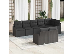 Vidaxl Conjunto De Sofás 8 Unid. Preto Vime Pe