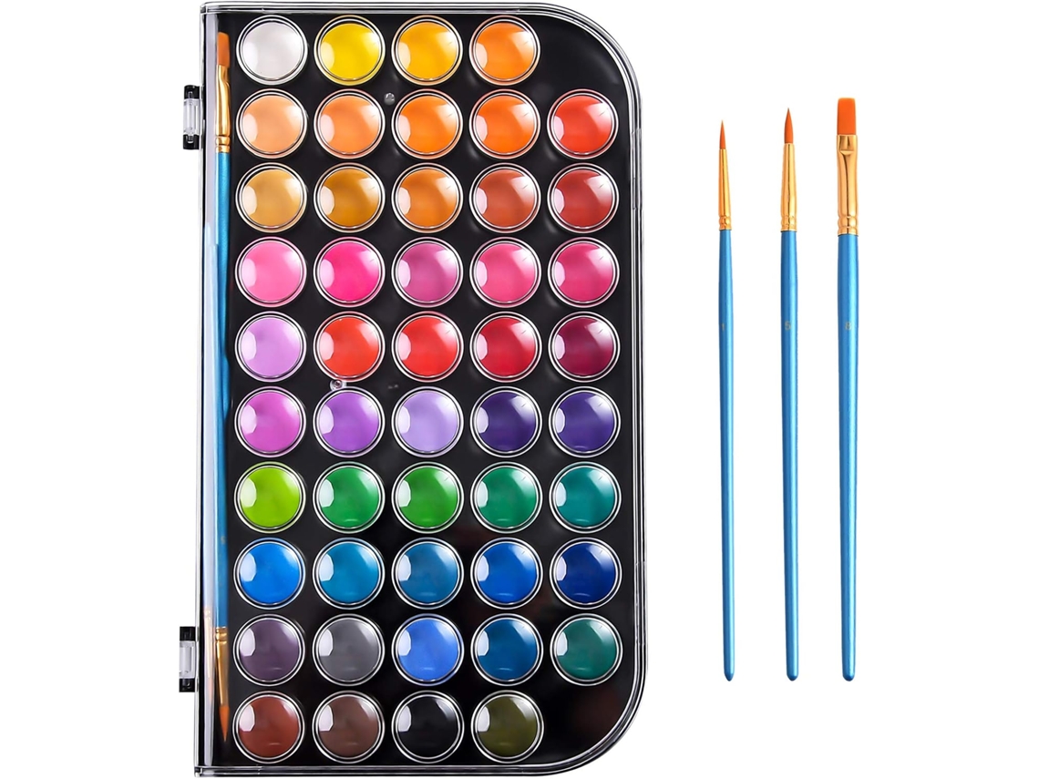 Tintas Aquarelas 48 Cores, Conjunto Lavável E Atóxico, Ideal Para Crianças, Adultos E Iniciantes, Para Pintura, Diário E Caligrafia