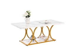 Mesa Auxiliar De 2 Níveis Com Aspecto De Mármore Retangular 120 X 59,5 X 48 Cm Vevor