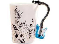 Caneca Nova Line de cerâmica estilo guitarra elétrica, azul, 8.5oz