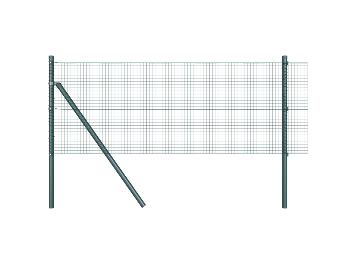 Conjunto 1 Poste De Cerca Vidaxl Verde Aço (25 X 0,8 M)