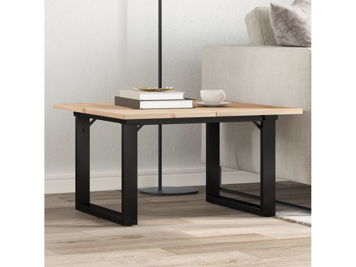 Vidaxl Mesa De Centro Estrutura Em O 70x70x40 Cm Pinho E Aço