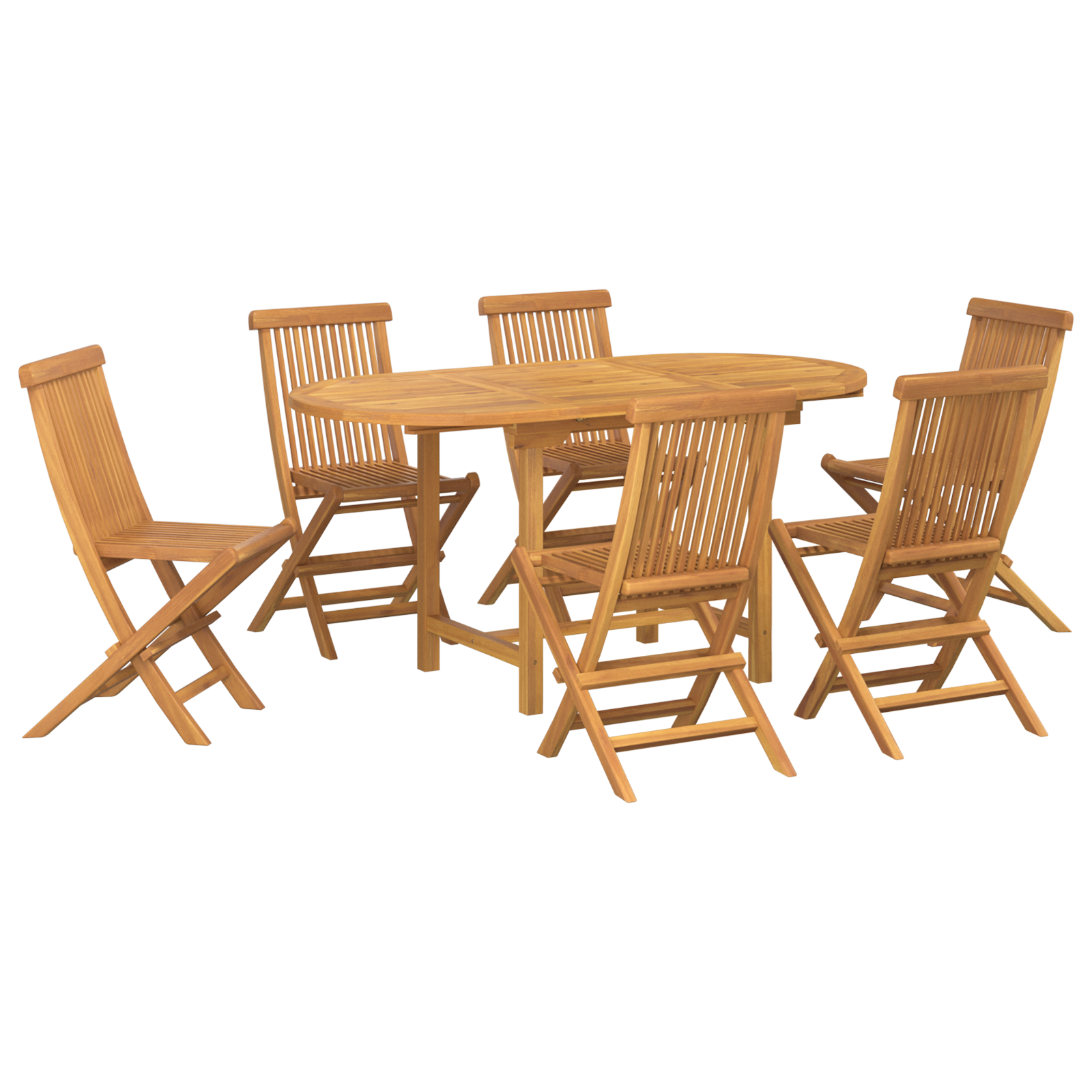 Conjunto 7 Conjunto De Jantar Para Jardim Vidaxl Castanho Madeira De Teca Maciça (160 X 80 X 75 Cm)