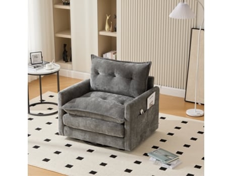 Poltrona giratória 360° com apoio de braço, sofá individual de estilo moderno com almofadas Panshiyuan (92 x 74 x 67 cm)