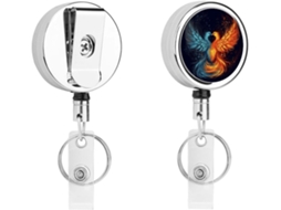 Porta Crachá Retrátil Fire And Water Phoenix Com Clipe Cinto E Chaveiro, Clipe De Metal Resistente Pendurar