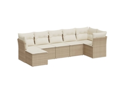 Maison Exclusive - 7 Pcs Conjunto De Sofás P/ Jardim Com Almofadões Vime Pe Bege