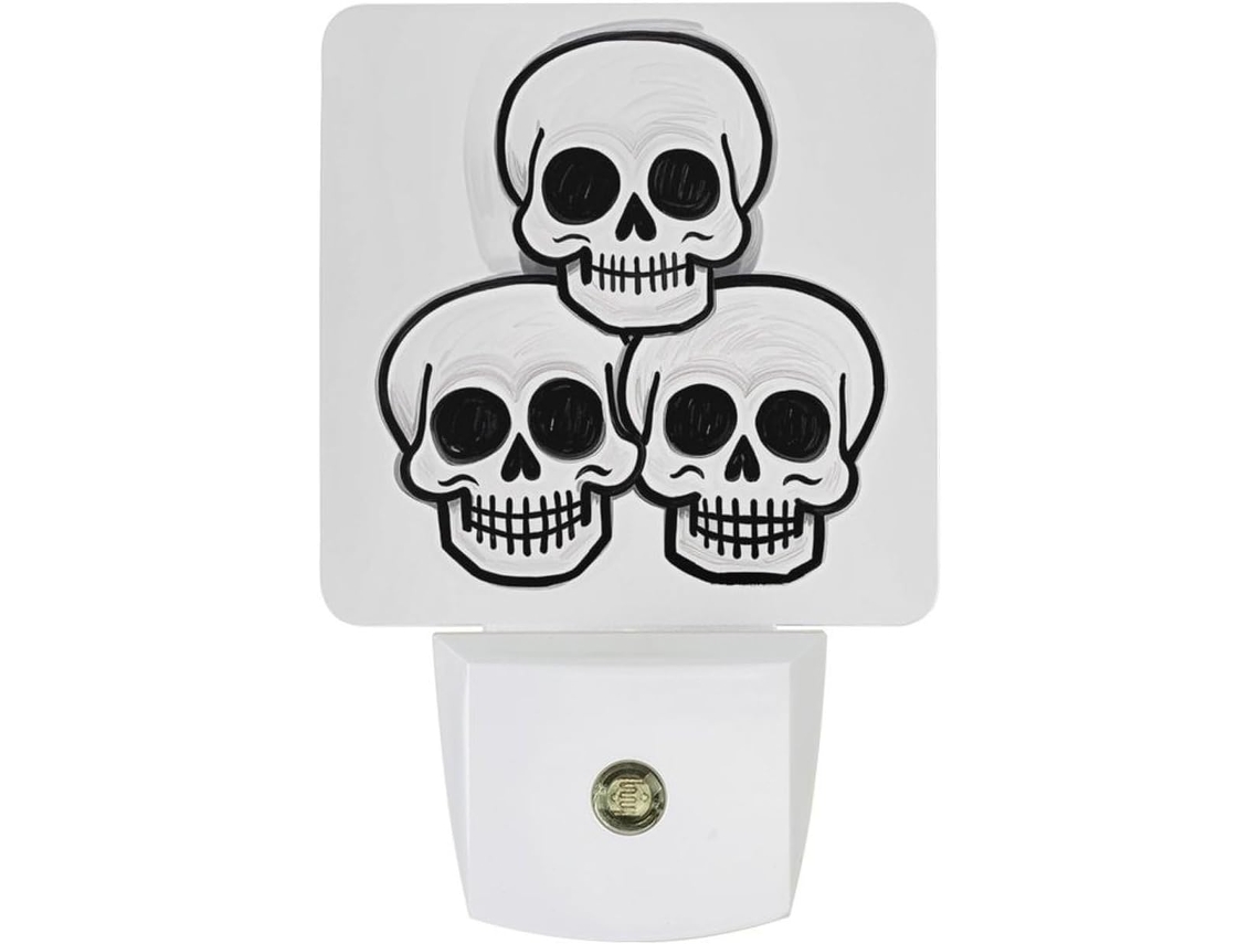 Luz Noturna Quadrada Com Design Caveira Azul E Sensor De Luz Led, Luz Branca Quente Suave Banheiro, Quarto E