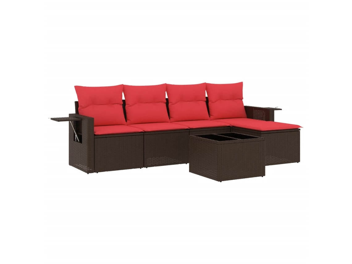 Conjunto de Sofá de Jardim, 6 Peças, Almofadas, Rattan Preto MAISON EXCLUSIVE
