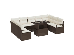 Maison Exclusive - Conjunto De Sofá De Jardim 10 Pcs Marrom E Creme Vime Pe