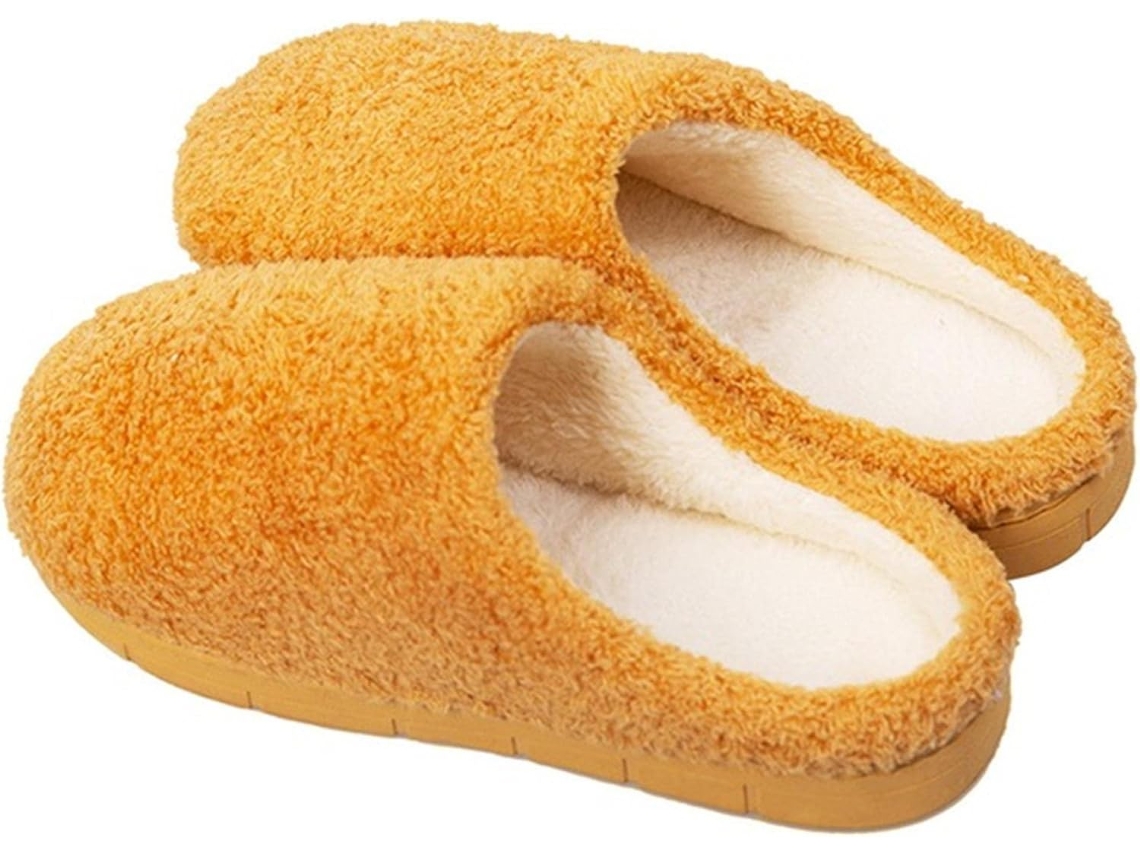 Pantufas Femininas de Algodão Felpudo, Antiderrapantes, Pelúcia, Uso Interno e Externo | S/MARCA