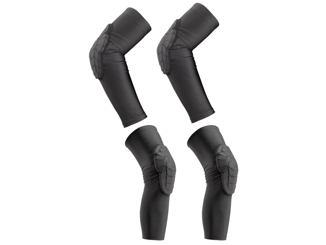 Joelheiras e cotoveleiras acolchoadas, EVA, para adolescentes, proteção, ciclismo, futebol, corrida, S/MARCA