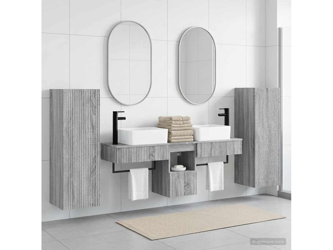 Vidaxl Conjunto De Móveis Para Banheiro 5 Unid. Sonoma Cinzento