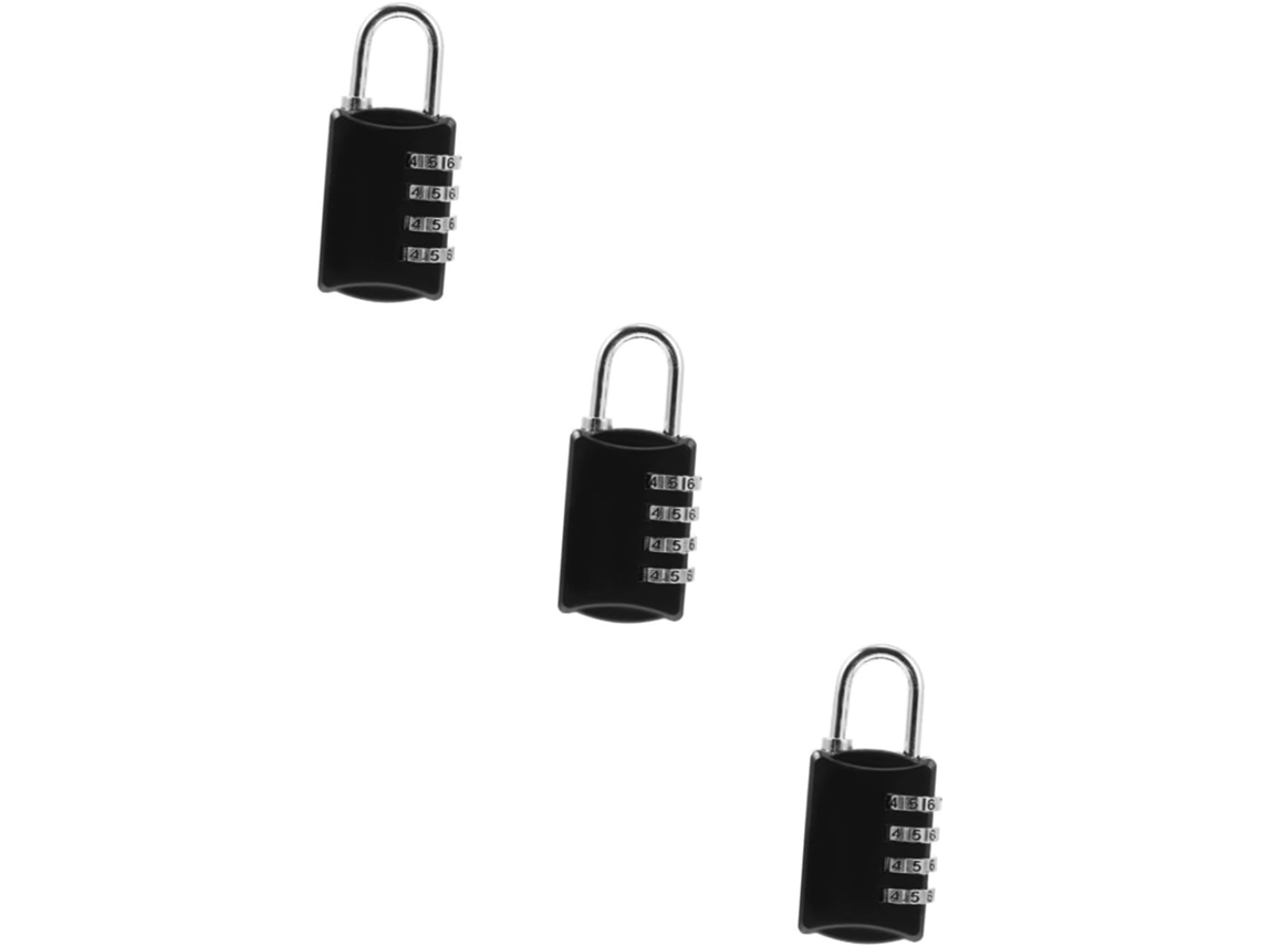 Conjunto De 3 Cadeados Combinação Com Números Para Armário Academia,