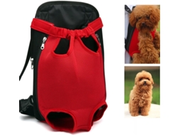 Mochila Para Transporte De Cães E Gatos Com Pernas De Fora - Suporte Frontal Respirável Para Pet - Vermelho L
