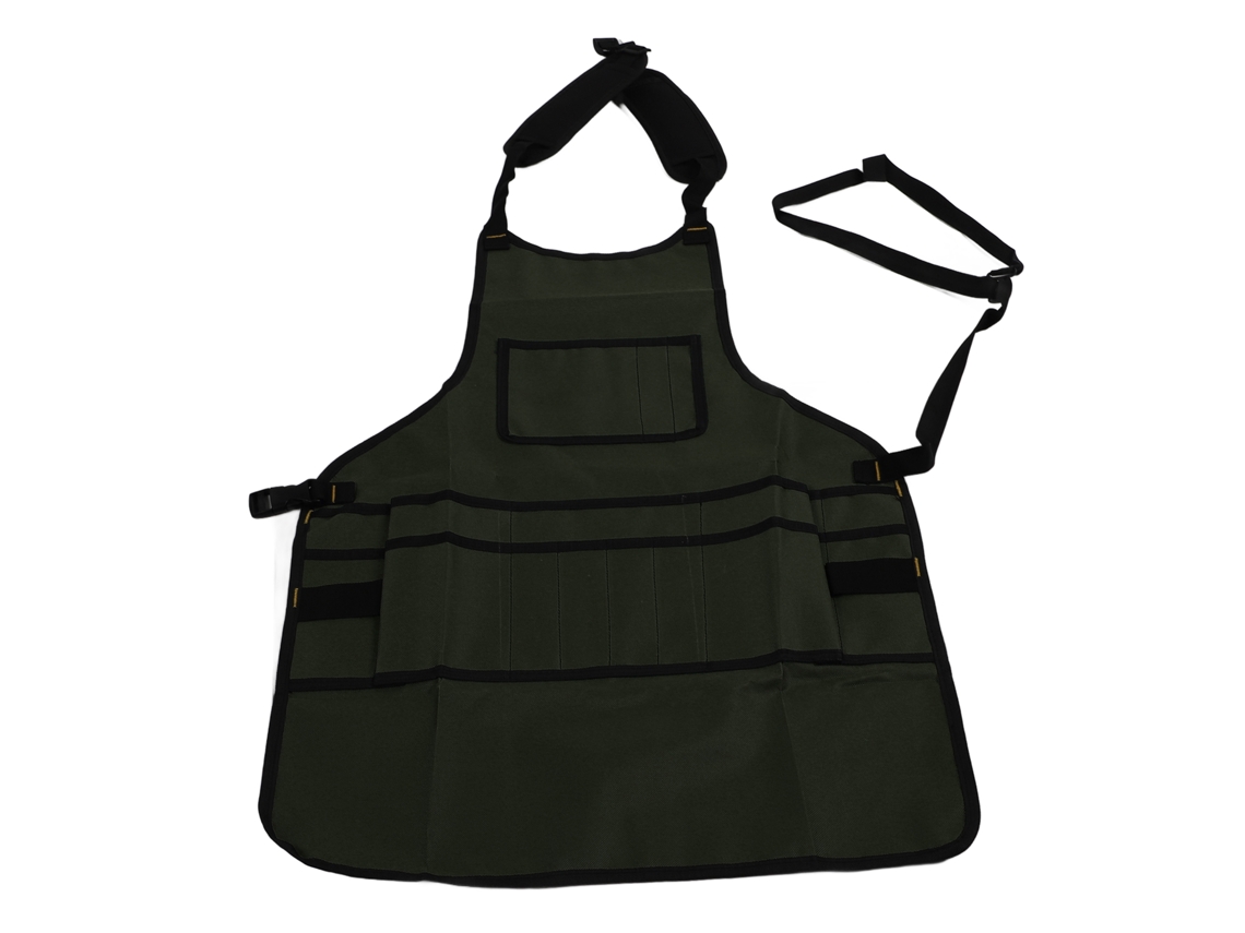 Delantal De Trabalho Com Múltiplos Bolsos De Tela Oxford Impermeável Para Jardinagem E Manutenção Automotiva Verde