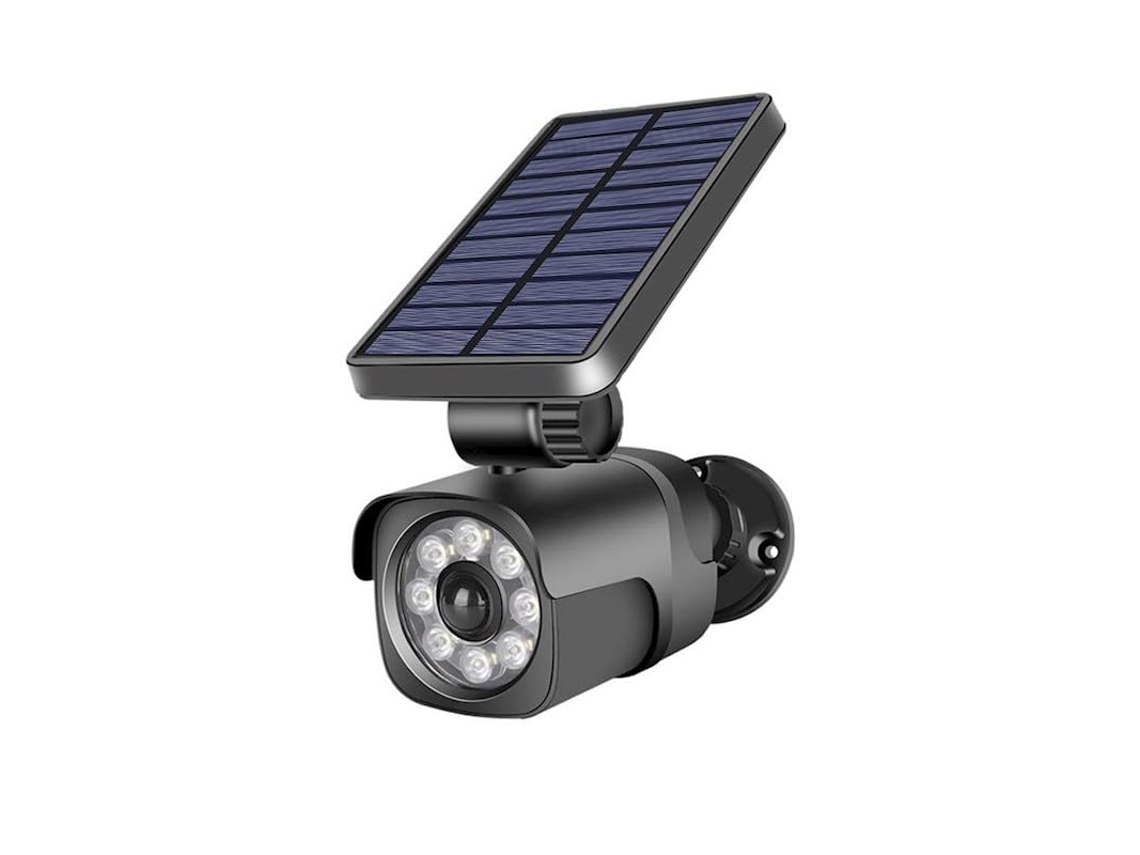 Lâmpada Solar Led Com Sensor De Movimento Pir E Câmera Falsa,4w 300lm 6000k Ip65 À Prova Dágua,bateria 1500mah Li Ion Para Exterior Btforus