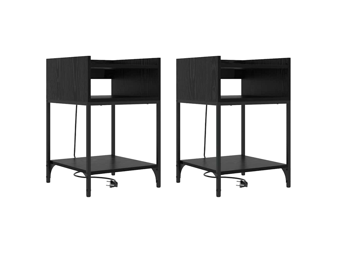 Conjunto de 2 Armários de Cabeceira Carvalho Preto 40x40x61 cm MAISON EXCLUSIVE